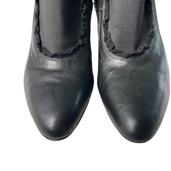 Te Casan Ruffled Slip On Heeled Ankle Boot Black Size 8/38 - Picture 7 of 10